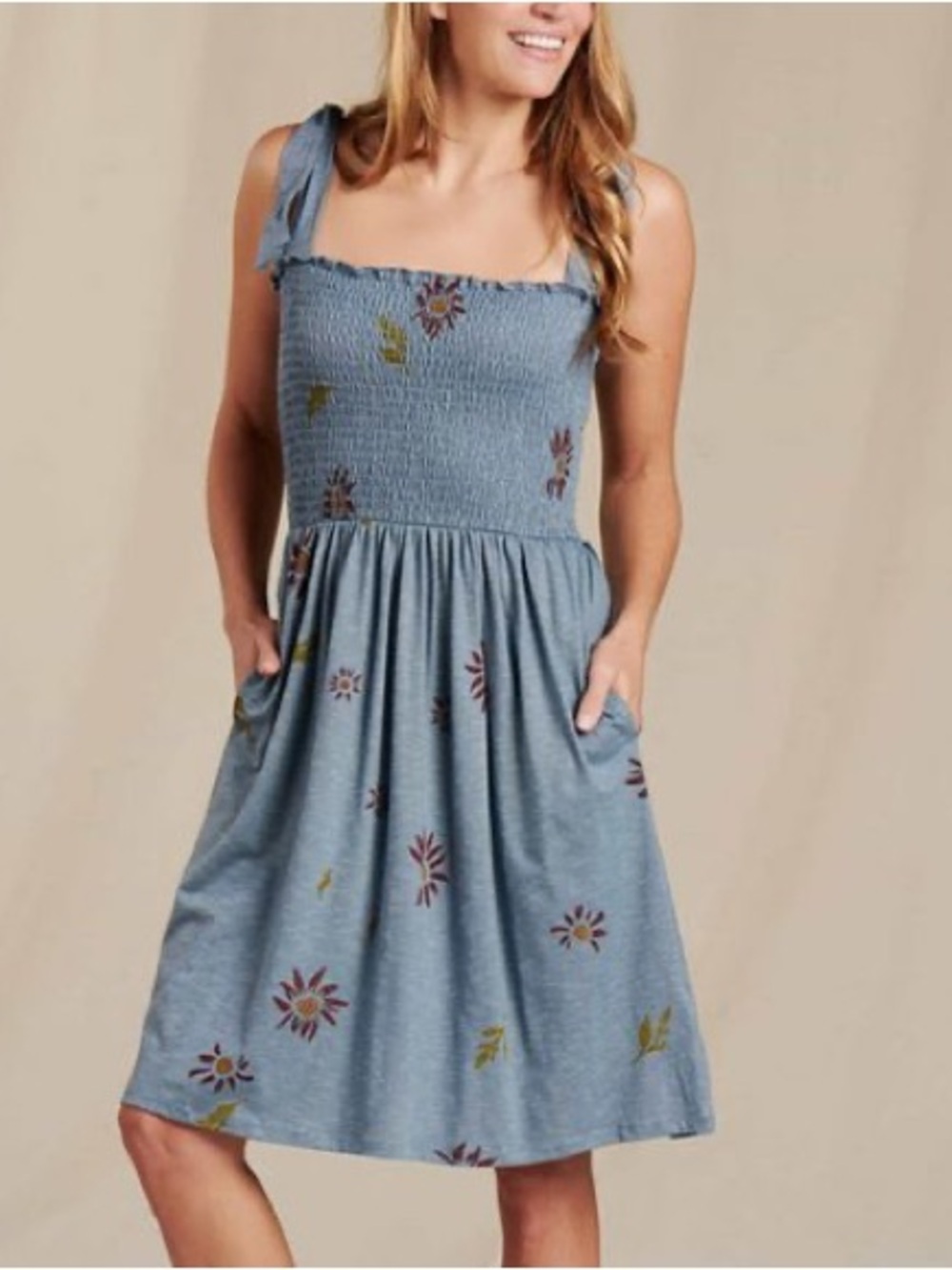 Toad&Co Women's Gemina Sleeveless Dress in striped floral size medium